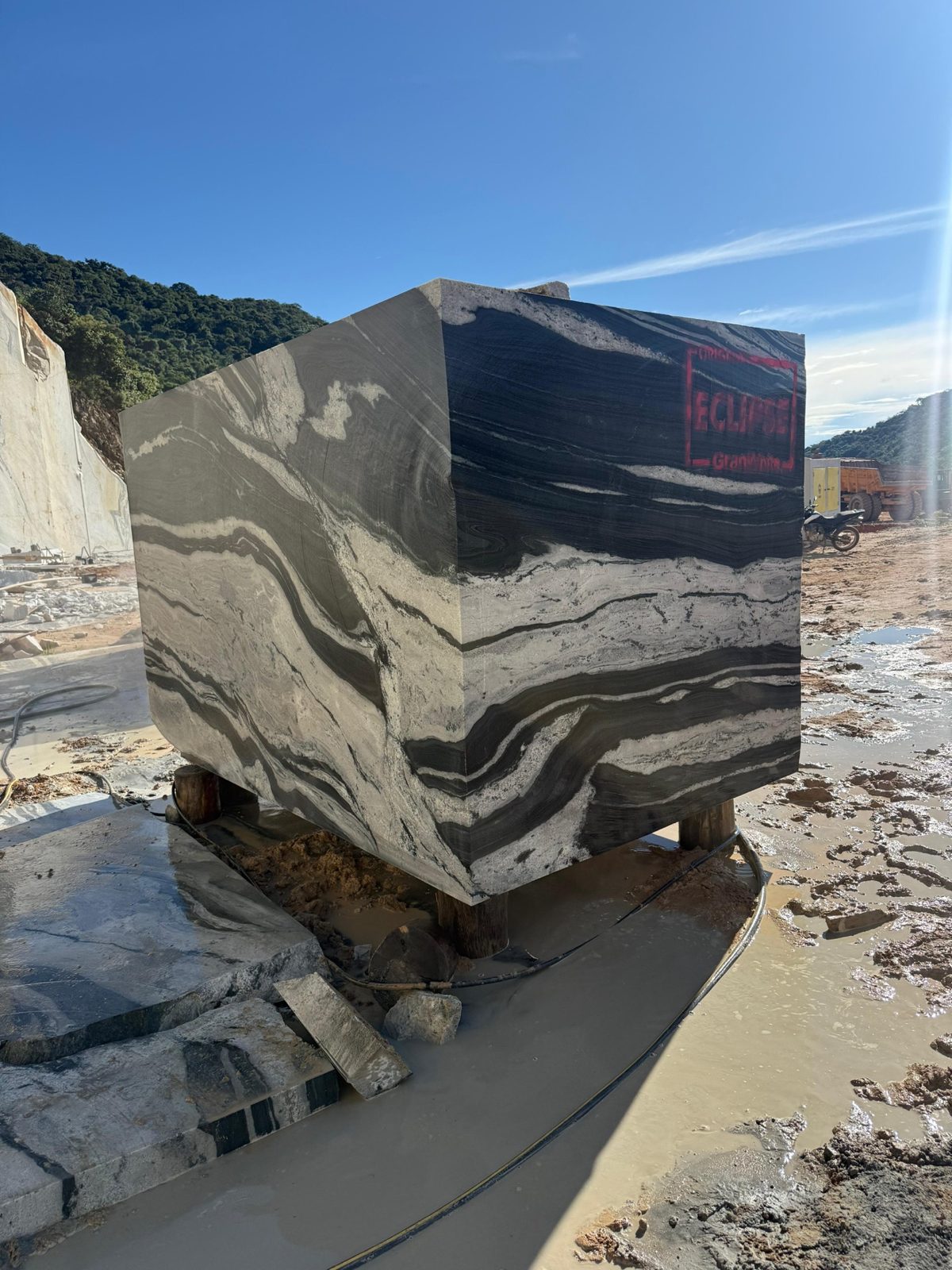 Eclipse block stamped at the quarry